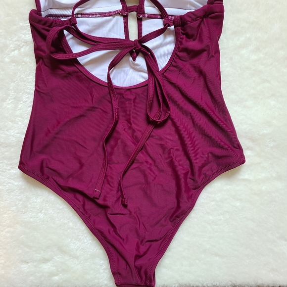 NWT Maroon Ruffle Cupshe One Piece - Picture 6 of 7